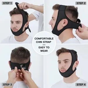 Upgraded Anti Snore Chin Strap by Vosaro – Adjustable, Breathable Snoring Solution for Men & Women – Comfortable Sleep Aid Headband (Black).