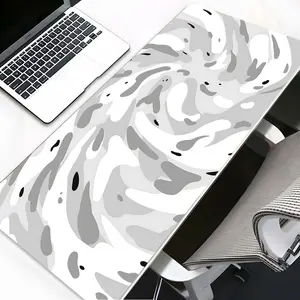 Black White Fluid Abstract Minimalist Gaming Mouse Pad, Washable Aesthetic Office Desk pad Non-Slip Rubber Base Stitched Edge For Desk Laptop For Home Office Game Gift For Friends Family Gaming Desk Accessory Office Desk Accessories Desktop Accessory