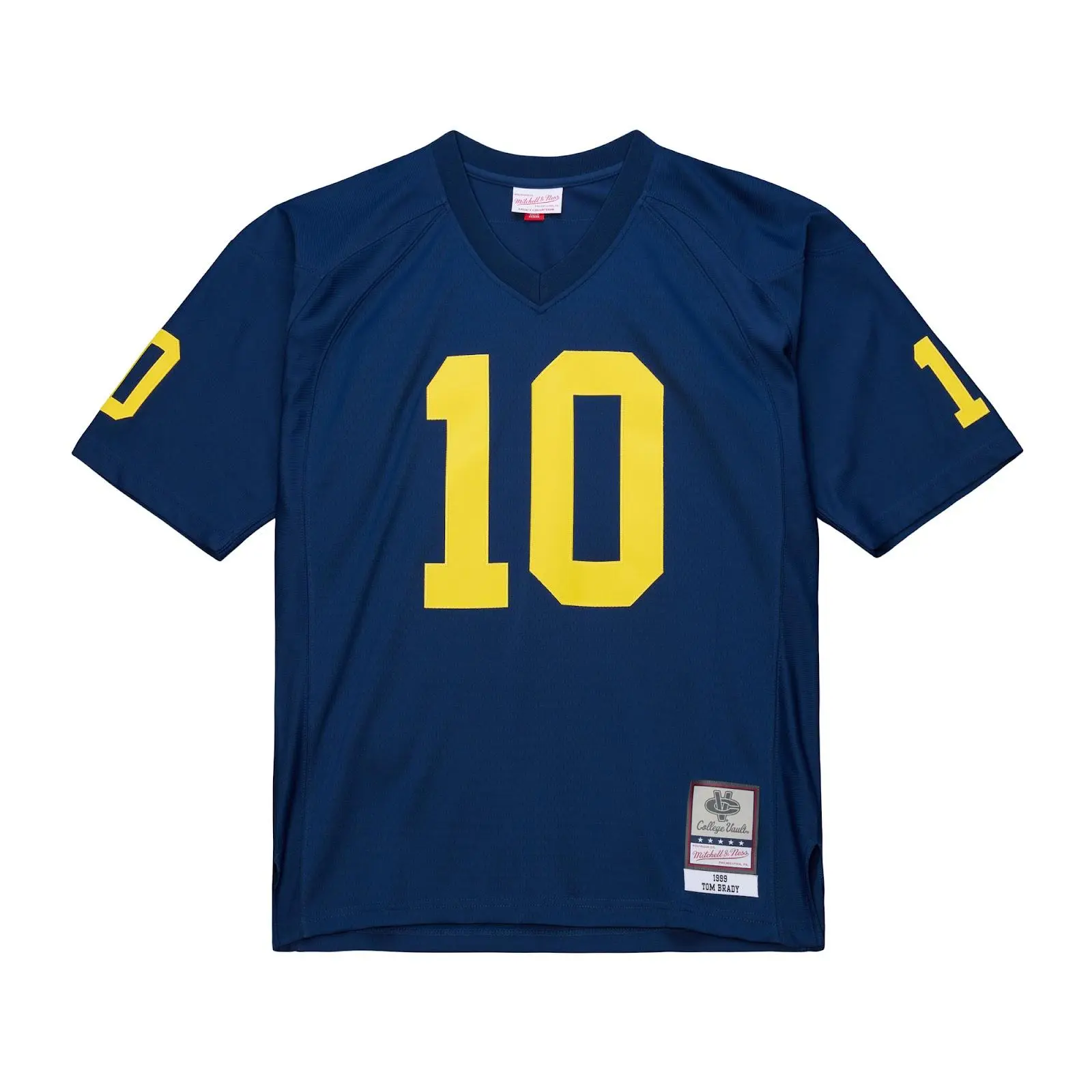 Tom Brady Michigan Wolverines 1999 Navy Legacy Jersey NCAA Throwback Mitchell & Ness Tom Brady Michigan Wolverines 1999 Navy Legacy Jersey NCAA Throwback Mitchell & Ness