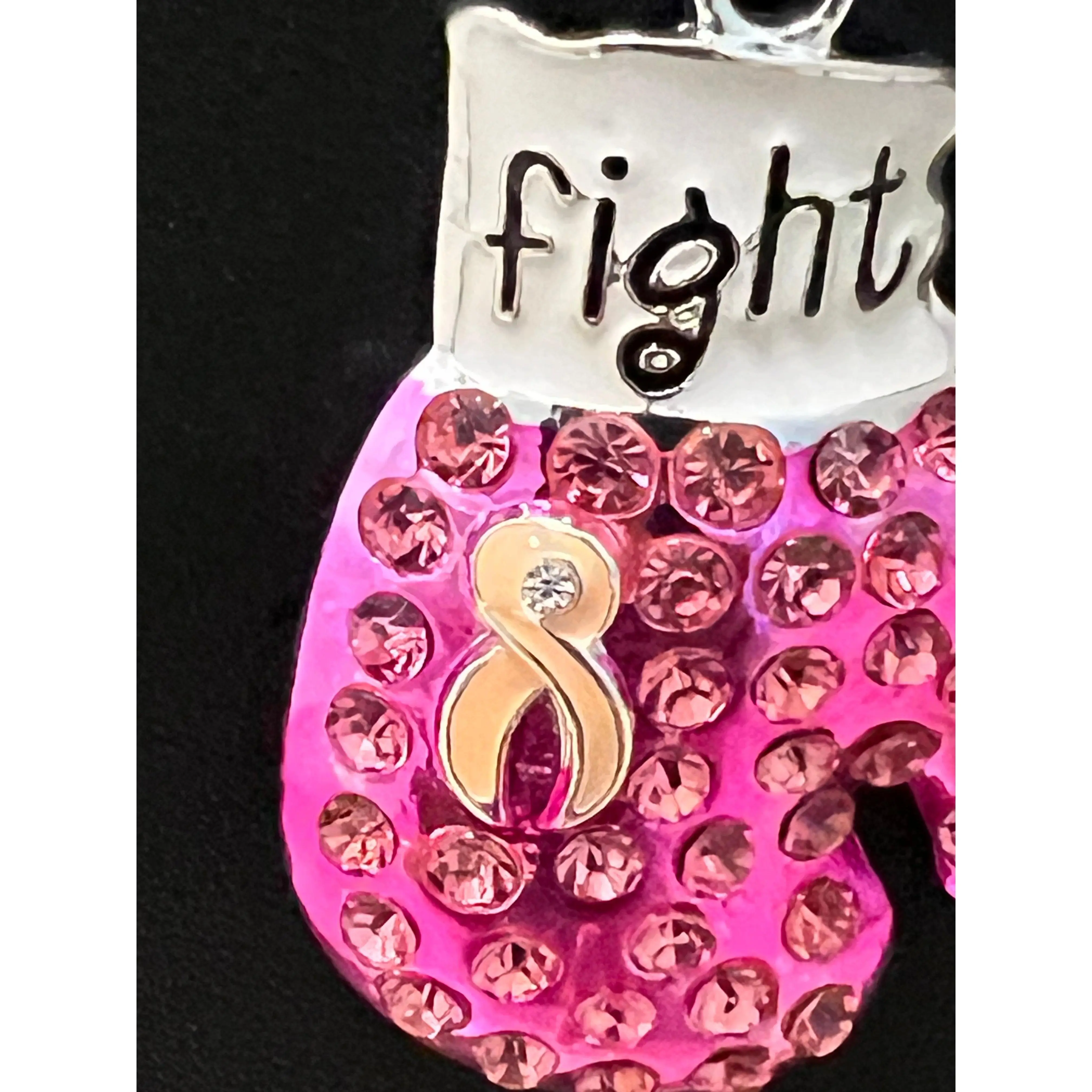 Breast Cancer Awareness Fight Bling Pink Boxing Glove Necklace