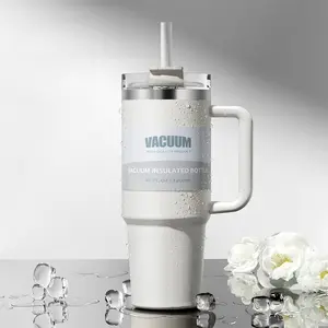 40 oz Tumbler with Handle and Straw Lid - 3-in-1 Leakproof Insulated Stainless Steel Travel Mug, Fits 90% of Car Cup Holders Double Drinking Car Cup - 304 Stainless Steel Cold and Hot Beverage Cup - Large Capacity Ice Dispensing Cup64621