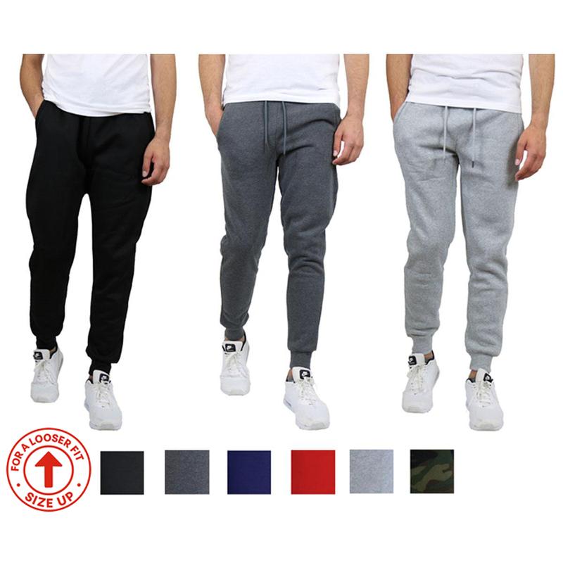Men's 3 Pack Fleece Active Athletic Jogger Sweatpants with Drawstring Sizes S-2XL Breathable