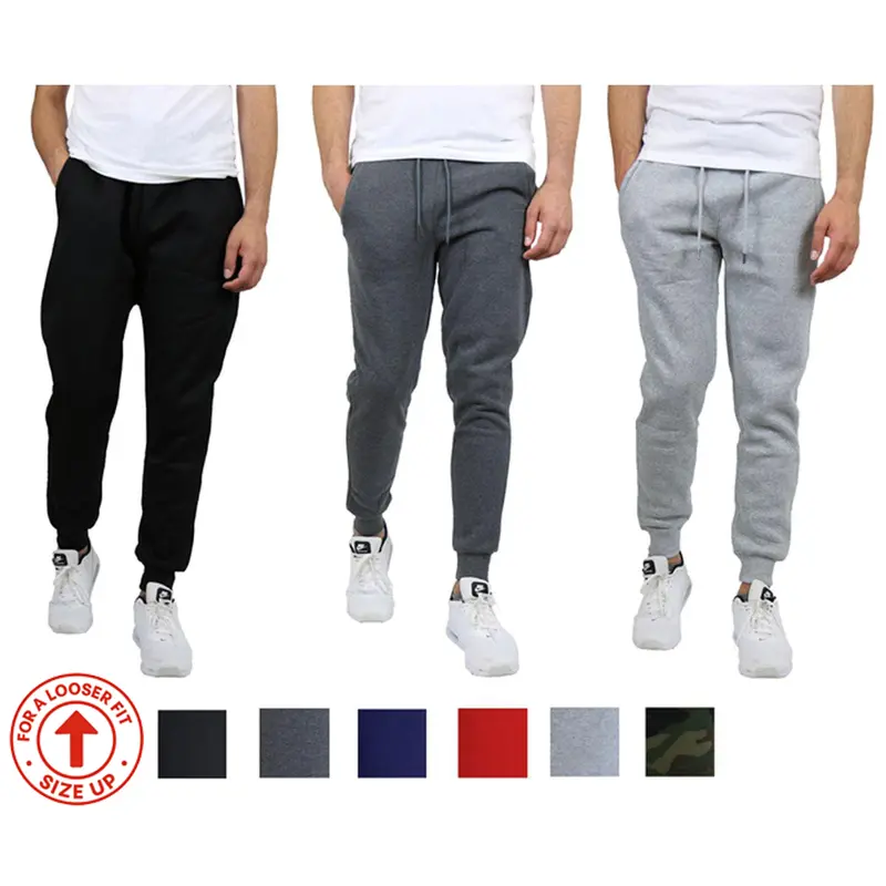 Men's 3 Pack Fleece Active Athletic Jogger Sweatpants with Drawstring Sizes S-2XL Breathable