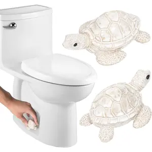 2pcs Decorative White Turtle Toilet Bolt Screw Knob Cover Caps, Coastal Sea Turtle Bathroom Decor for Toilet Bottom