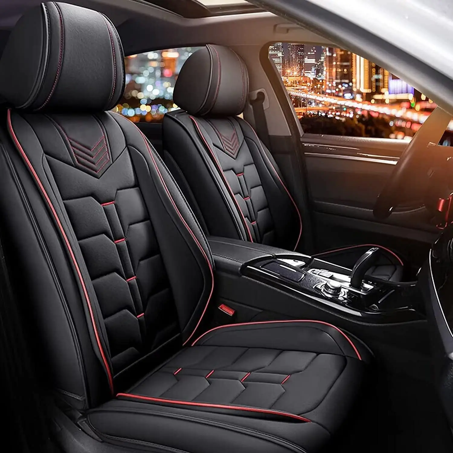 AOMSAZTO Faux Leather Car Seat Covers & Protectors, Airbag-Safe Custom-Fit for GMC Terrain 2010-2024, Front+Rear Wipe-Clean Seat Pads with Manual, Automotive Interior Accessories, Car Seat Protectors