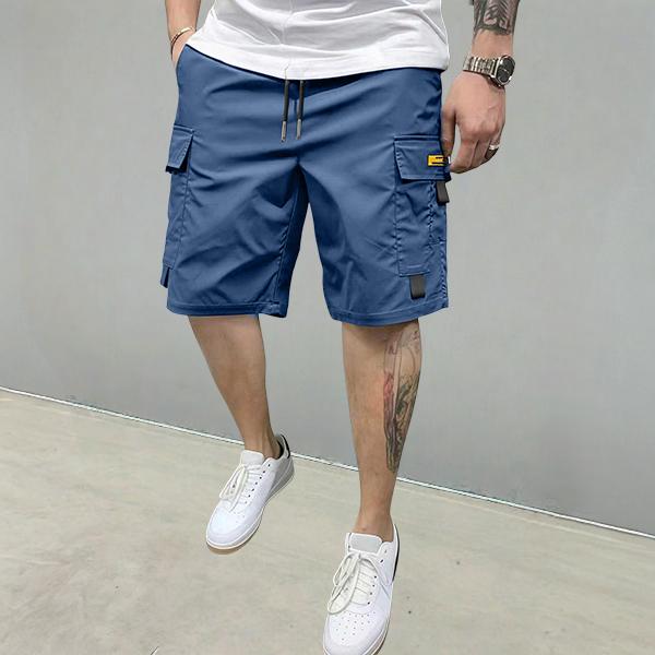 Men's Plain 3-Piece Streetwear Utility Set, Multi-Pocket Cargo Shorts, Comfortable Stylish Menswear, Suitable for Everyday Casual & Sports Wear, Beige Mens Clothing