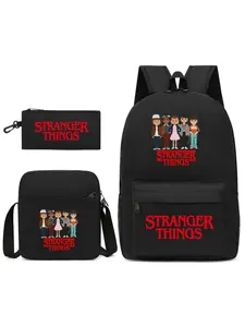 3pcs School Backpack Travel Bag for Men & Women Lightweight College Back Pack with Laptop Compartmen,  Stranger Things Backpack Pencil Case Crossbody BagTeenagers and Kids Backpack School, Sports, Travel