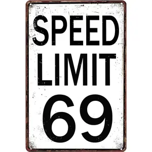 Road Signs Room Decor Speed Limit 69 Sign Funny Street Tin Signs For Bedroom Cool Stuff For Mens Teens Cool Poster For Guys Things For Your Room Teen Boys Dorm Wall Decor Street Road Traffic 8X12