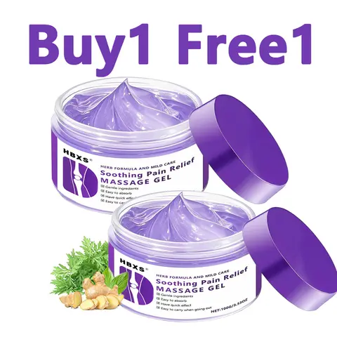 HBXS Therapeutic Turmeric & Artemisia Argyi Leaf Massage Gel - 2-Jar 100g Youth Formula, Essential Oils, Fast-Absorbing, Deep Penetration, Therapy, Daily Muscle Care, Fitness Recovery, Buy 1 Free 1 Offer
