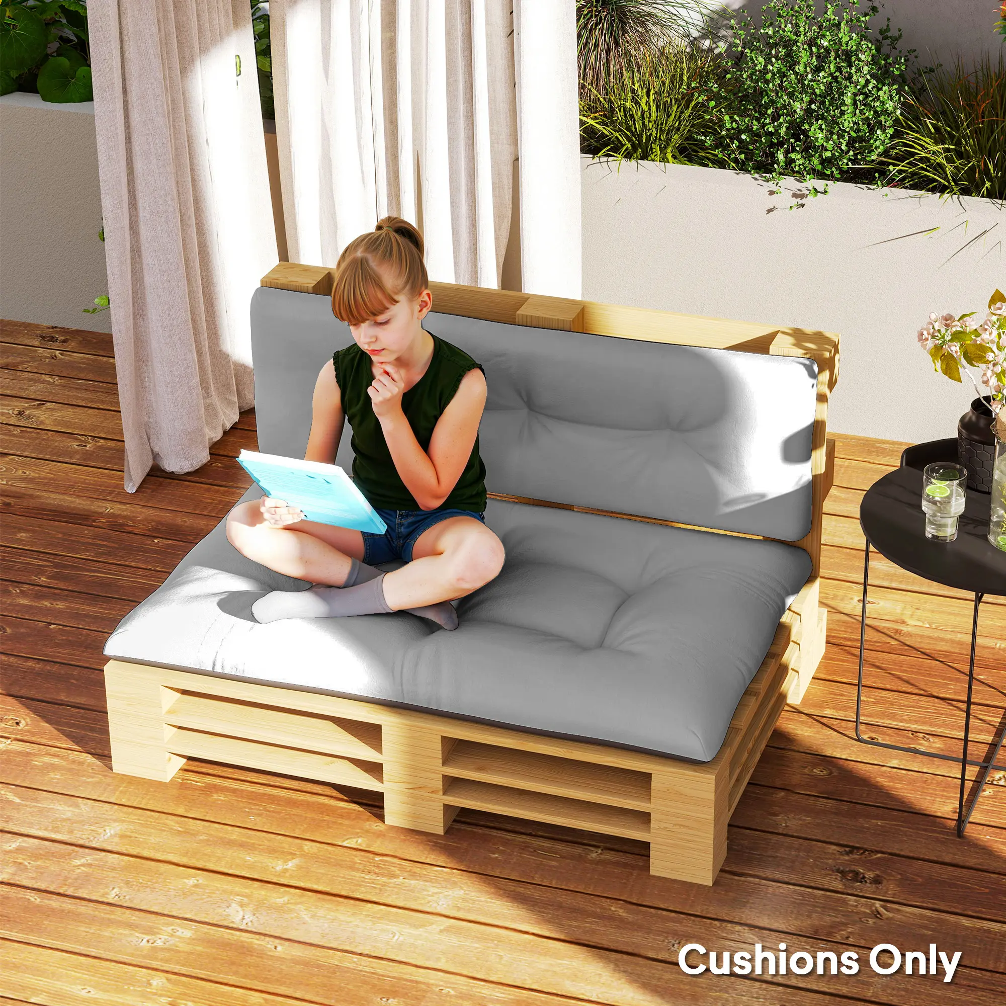 2 Seater Pallet Sofa Cushions, 3.9 Inch Thick Tufted Outdoor Replacement Cushions for Patio Furniture, Garden Bench, Deck Loveseat, Porch Seating, Seat and Back Cushions, Cushions Only for Outdoor Relaxing and Lounging#tiktokshopbacktoschool #sohochic