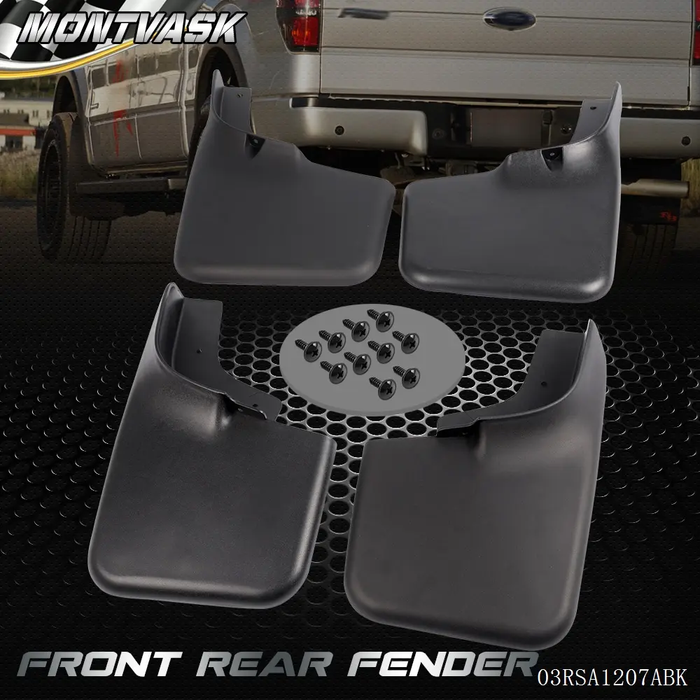 CROSSDESIGN 4 Pcs Automotive Truck Splash Guards w/Wheel Lips, Front & Rear Mud Flaps Fit For 04-14 Ford F-150