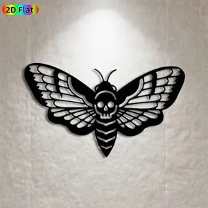 1pc Skull Moth Metal Wall Art, Mysterious Skull Moth Statue Mural, Ideal Gift for Halloween, Day of the Dead, Gothic Decor Enthusiasts,  Wall Sculptures, Perfect for Living Room Wall & Garden Fence, Unique Dark Aesthetic Home Decor