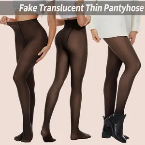 1-2 Pairs Women's Control Top Tights 20D, Pantyhose Fake Translucent Pantyhose Opaque High Waisted Leggings with Reinforced Toes,Tights Sheer Leggings Sheer Stockings  for Spring Autumn Womenswear, Daily Wear Leggings Basic Black Minimalist