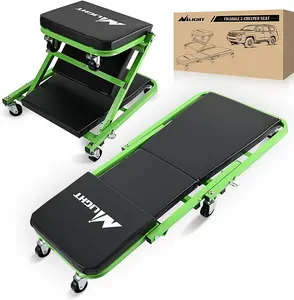 Nilight 36" Z Creeper - 2-in-1 Rolling Folding Car Seat, 36 inches Adjustable Roller Garage Chair Lay Down or Sit, 330LBS Capacity, Green Black