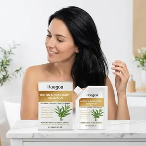 Hoegoa Biotin Rosemary Leaf Oil Ginger Root Extract Macadamia Seed Oil Shampoo Gentle Cleansing Strengthens Hair Toughness Hydrating Moisturizing Smoothing Frizz Scalp Comfort Daily Hair Care