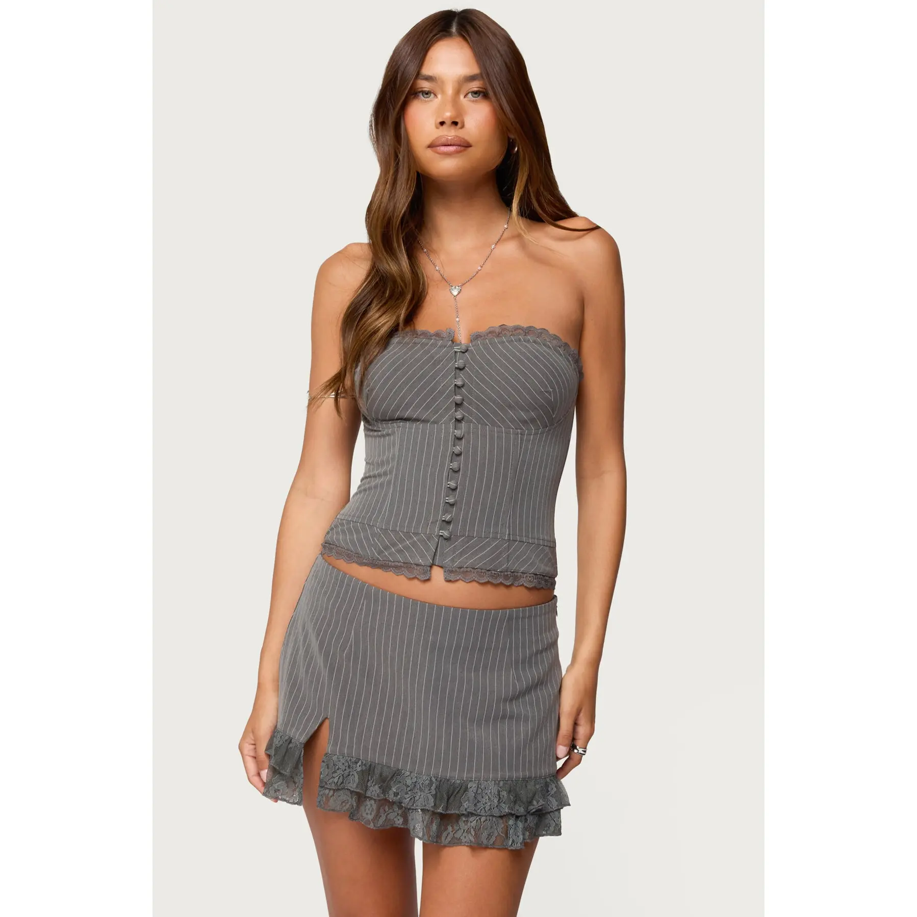 Mona Lacey Pinstripe Strapless Corset
