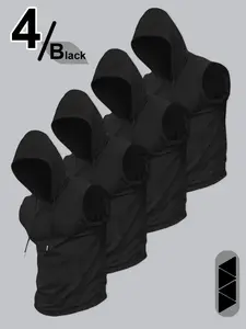 Men's Solid Hooded Tank Top, Regular Fit Casual Sleeveless Top for Daily Outdoor Wear, Men Clothes for Summer, Sweatshirts