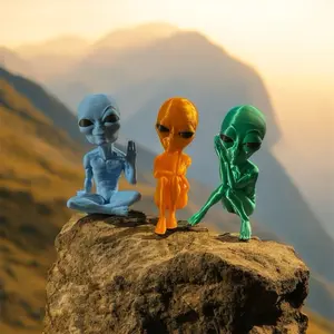 3D Printed Posed Alien Figures - Blue, Orange & Green - Unique Designs with Clear Details