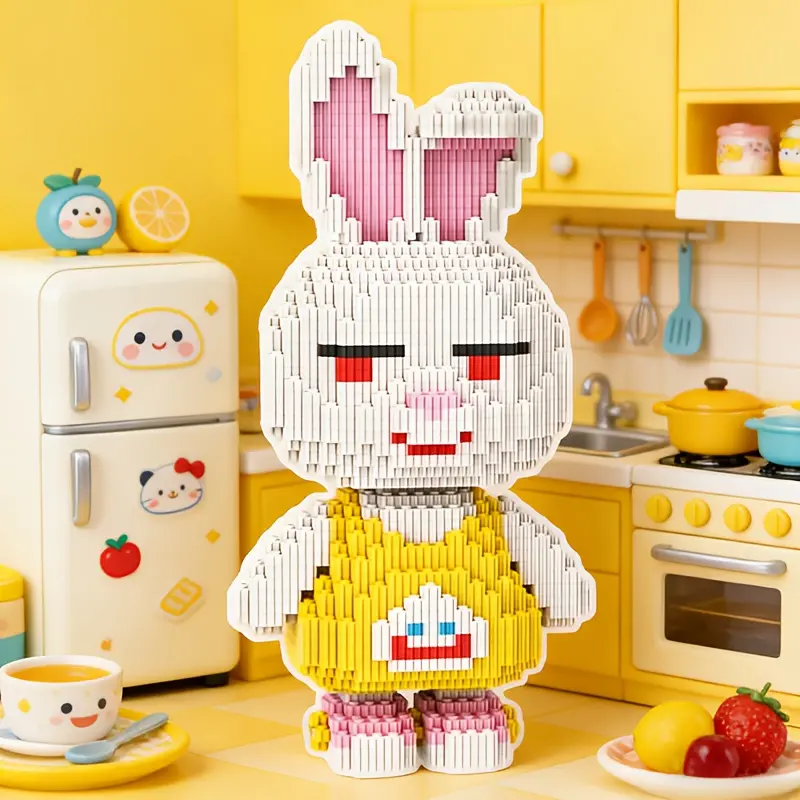 Cute Dress Rabbit 3D Puzzle Building Blocks Decoration, Home Office Bookshelf Decor, Party Tabletop Display, Ideal Gift