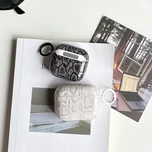 Fashion Cool Black White Imitation Snake Skin Texture Pattern Protective Earphone Case Cover for AirPods Pro3 1 2 3 4 Pro Pro2 Fashionable Design