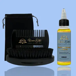 Rissa Elite Alpha Beard Grooming Kit – Beard Oil Nutrient-Rich Boar Bristle Brush & Wooden Comb Set for Growth Conditioning Styling Complete Routine
