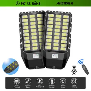 ADEWALK 6000 Standard Solar Street Light 1440 LEDs IP67 Waterproof Ultra Bright Outdoor Lamp with Motion Sensor & Remote Wide-Area Dusk to Dawn Security Lighting