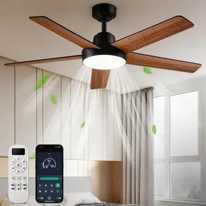 Smart ceiling fan light 2-in-1, 3 kinds of light modes adjustable, supports APP control, 6 speeds adjustment, DC motor, quiet operation, 1/4/8-hour timer function; suitable for bedroom and living room, store decoration flush mount ceiling fan light