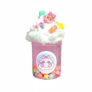 Kawaii Candyland Handmade Hybrid Clear Cloud Slime – Glossy Slime with Charm Packet & Cloud Whip Topping, Unscented Sensory Stress Relief Toy