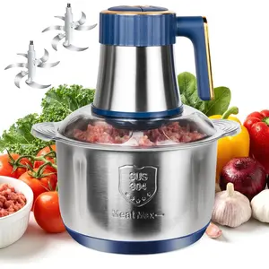 20 Cups Large Capacity Food Processor,5 Speed Electric Meat Grinder Chopper,500W Powerful Copper Motor 6 Bi-Level Blade Meat Processor for Vegetable, Nuts, Onion, Garlic with 304 Stainless Steel Bowl