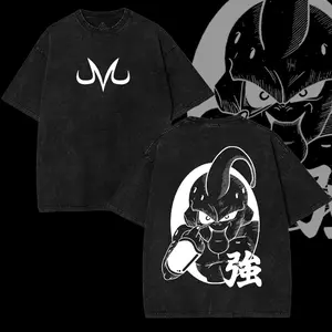 Majin Buu Vintage Washed T-Shirt - Iconic DBZ Anime Graphic Shirt for Fans, Premium Heavyweight Streetwear Tee, Cool Manga Top, Perfect Gift for Anime Lovers