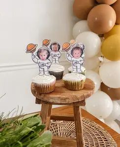Personalized Astronaut Cupcake Topper – First Trip Around the Sun Space Party