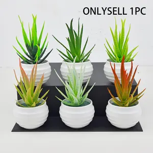 1 pcs Aloe Vera Fake Plants Artificial Small Potted for Bedroom Aesthetic Living Room Shelf Bathroom Decor Office Desk Accessories Decorative Decorative Fake Greenery