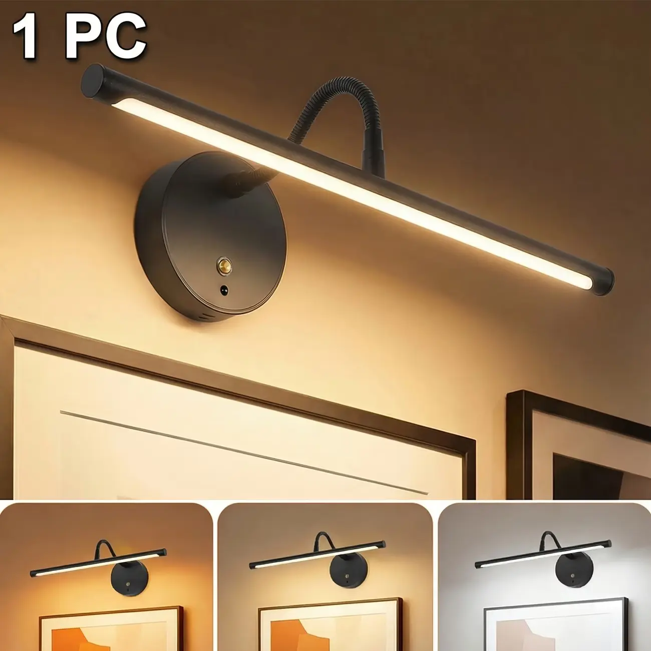 Wall Art Light, Rechargeable Remote-controlled Light, Dimmable Magnetic LED Art Painting Light Strip with 3 Color Temperatures, for Lighting Displays in Galleries, Living Rooms, Bedrooms, and Hallways, Display Light, Decorative Wall Light, Dimmable Lights