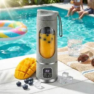 Portable Blender Personal Size USB Rechargeable Mini Juicer with 12 Blades Handheld Small Mixer for Travel Kitchen Sports Baby Food Leak Proof Mother's Day Gift