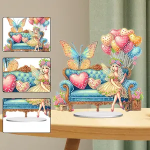 Acrylic 2D Flat Print DIY Table Top Diamond Painting Ornament Kits Diamond Painting Desktop Ornaments Kit 5D DIY Diamond Art Tabletop Decorations for Home Office Desktop Decor