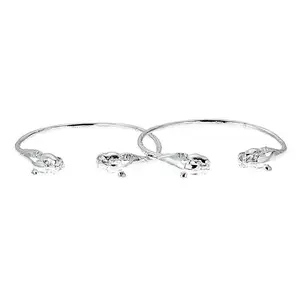 Better Jewelry Panther Ends .925 Sterling Silver West Indian Bangles, 1 pair
