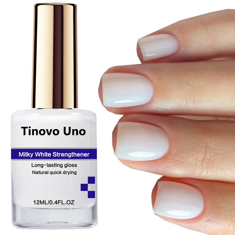 Tinovo Uno Milky White Strengthener Nail Treatment, 12 ml Gel Texture Rich in Keratin Ingredients to Enhance Nail Hardness, Nail Care Solution for People with Fragile Nails, Nail Care Liquid, Nail Care Product