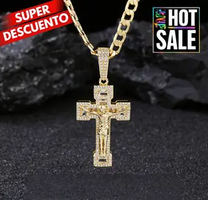 Chrysmos 14k Gold Cross Necklace, 3D Jesus Pendant, Religious Jewelry, Luxury Religious Pendant for Men and Women