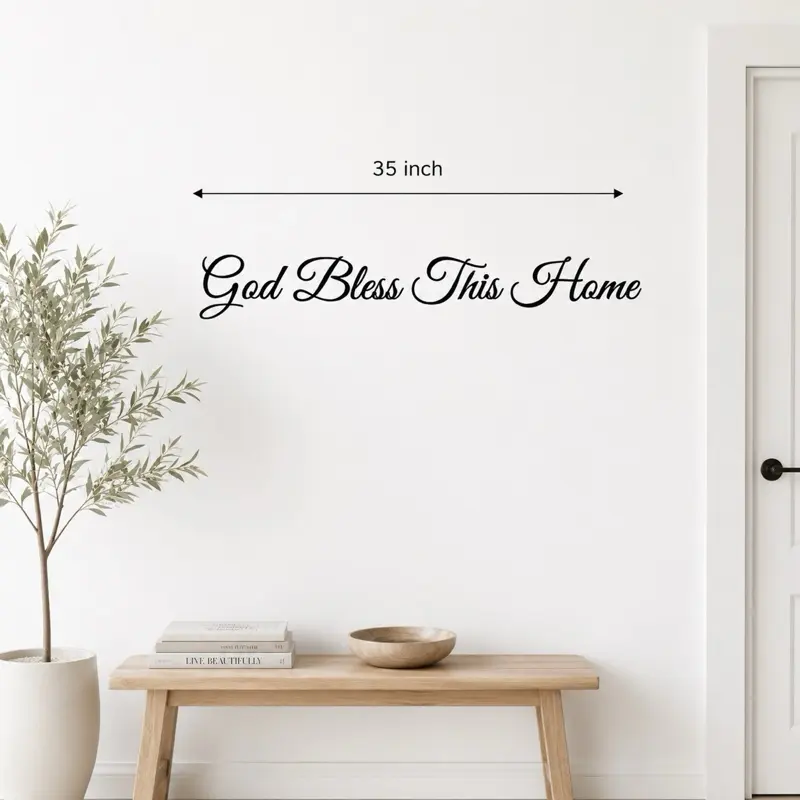 God Bless This Home Wall Sticker, 35-in Decorative Adhesive for Living Room