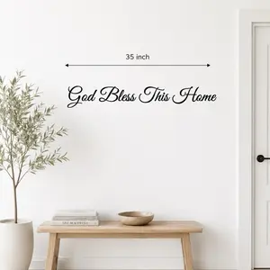 God Bless This Home Wall Sticker, 35-in Decorative Adhesive for Living Room