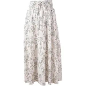 Women's Summer Flowy Boho Maxi Skirt 2025 A-Line Flowy Ruffle Tiered Drawstring Elastic High Waist Beach Long Skirts