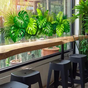 A (30*90cm) Monstera fern tropical green plant window sticker, static glass sticker, window stickers for decorating home windows and shop windows D21616