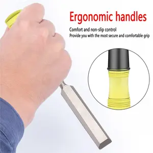 4 Piece Wood Chisel Set for Woodworking. CR-V Steel Beveled Edge Blades with Safety Caps. Durable PVC High Impact Handle, for Precision Carving & DIY Projects (1/4", 1/2", 3/4", 1")