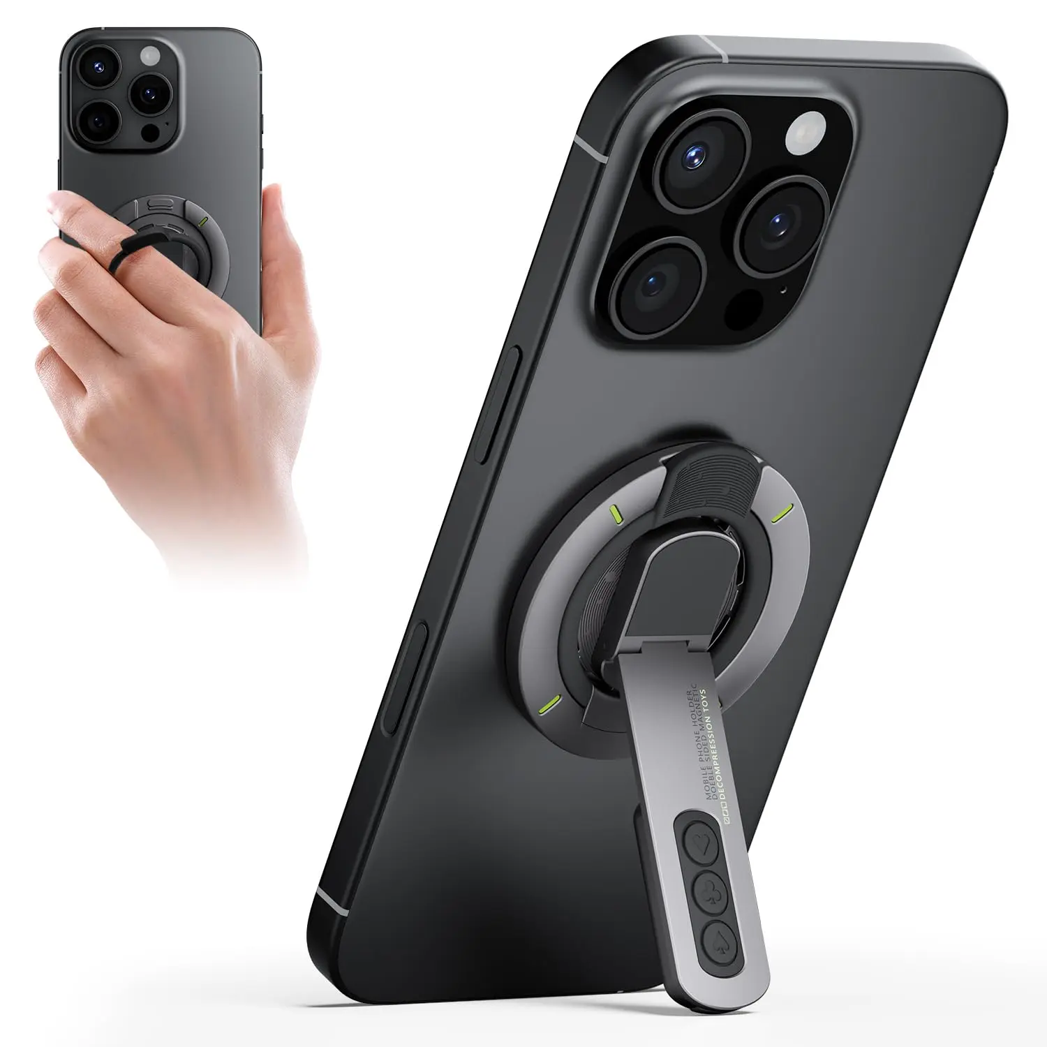 Multi-Functional MagSafe Magnetic Cellphone Holder Fidget Spinner - 360° Rotatable Universal Fit Mount Stand, Secure Grip Phone Accessory with Compact Star Design for Smartphones, Mobile Accessories