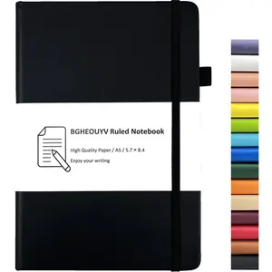 Notebook Journal, College Ruled Notebook Lined A5 160 Pages,Hard Cover Journals for Writing, Notebooks for Work Office School Women Men,5.7 inches x 8.4 inches(Black)