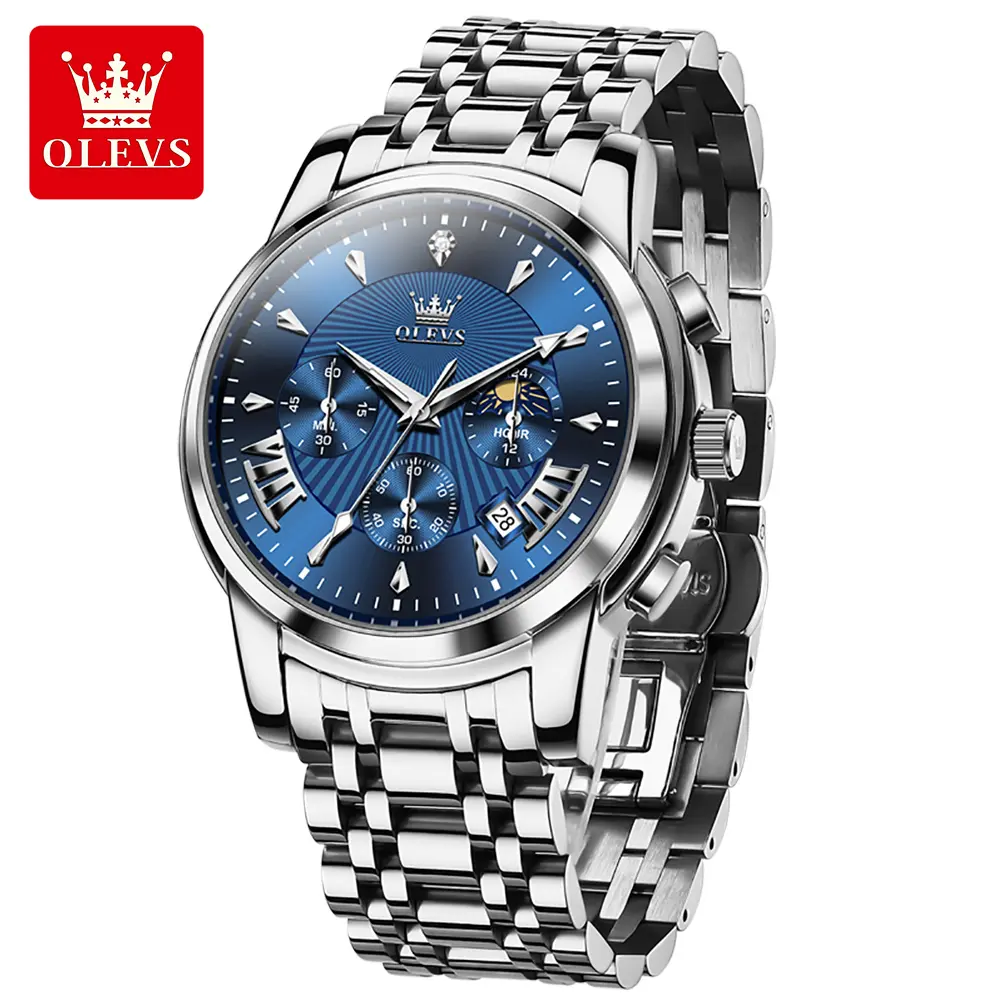 OLEVS Premium Business Men's Waterproof Quartz Watch, Luminous Hands & Multi-Functional Dial Wristwatch