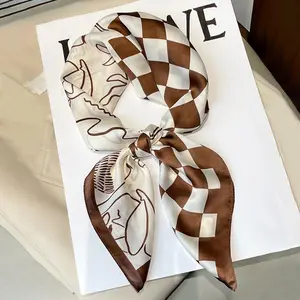 Square Plaid Printed Sun protection Shawl&Scarf Modern Luxury Brown Cool