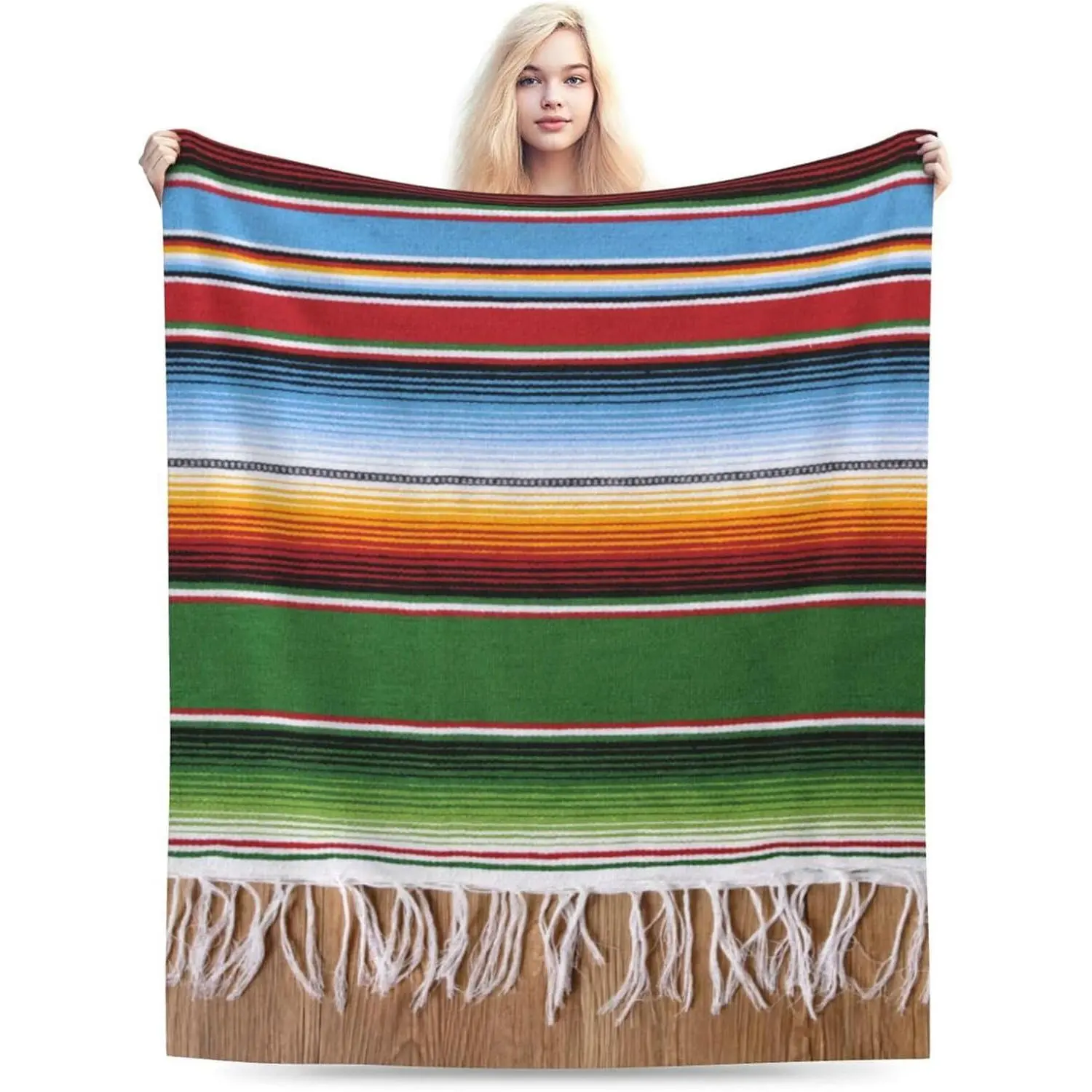 Mexican Style Throw Blanket Mexican Traditional National Blanket Super Soft Flannel Throw Blanket Lightweight Plush Fuzzy Bed Blanket for Bedding Sofa and Travel