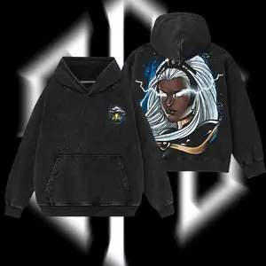 Superstyle Goddess "Storm" Ororo Munroe - The Mutants X-Team MCU superhero Comics Edition Double Printed Oversize Lightweight Acid Washed Tee Hoodie Sweater TV Series Graphic Design Top Cotton Streetwear Comic Superhero T-Shirt Clothes Menswear Womenswear
