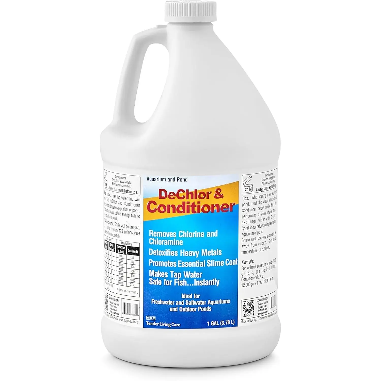 , DeChlor & Conditioner, Aquarium Water , for Freshwater and Saltwater, 1 Gallon